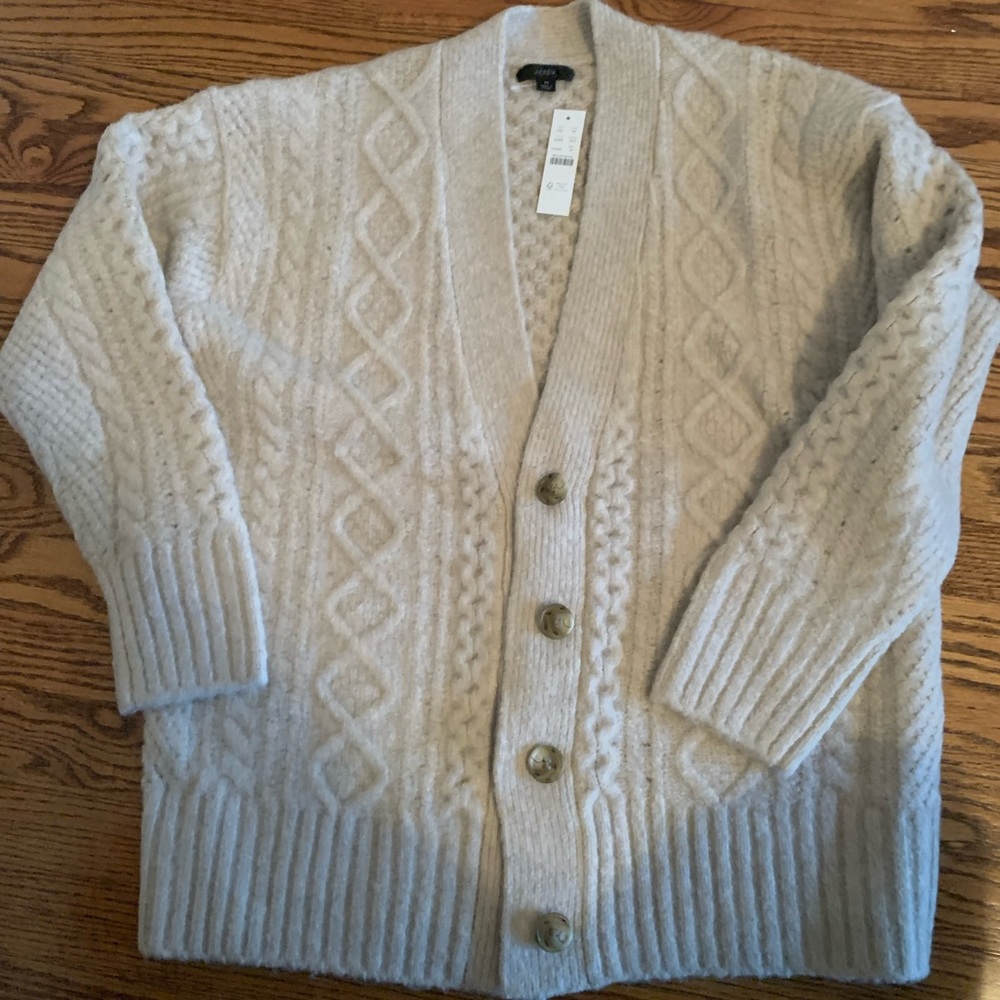JCrew Stone Heather Cardigan